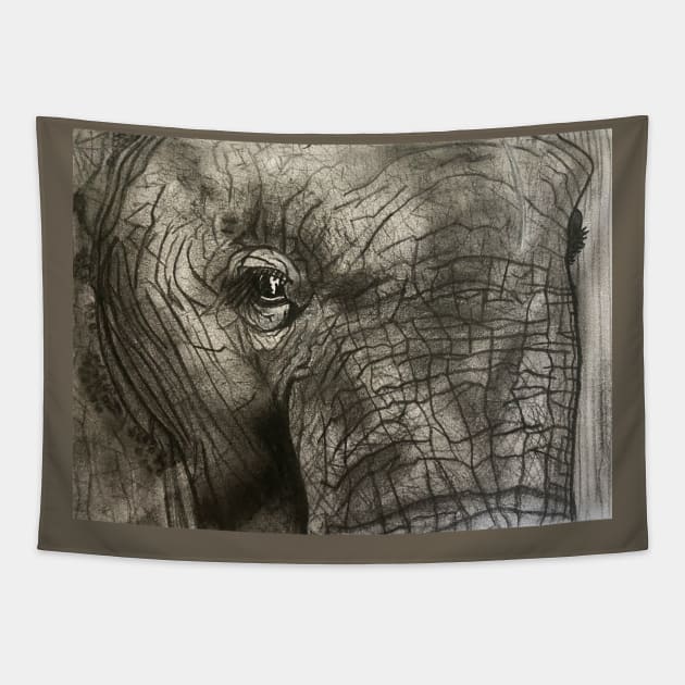 Elephant Sketch Tapestry by Wolf Cove Creations