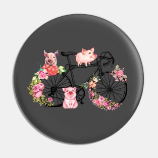 Pig With Flower Bike Cycle. Pin
