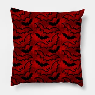 Flying Bats Vampire Red Pattern Pillow