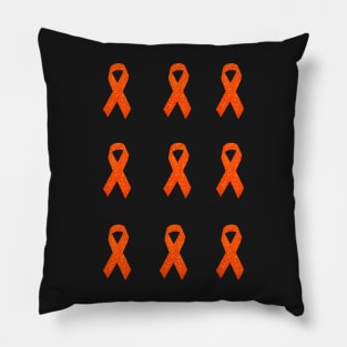 Orange Faux Glitter Awareness Ribbon Pack Pillow