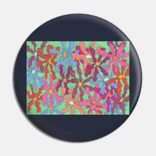 Colorful Retro Floral Print Pin