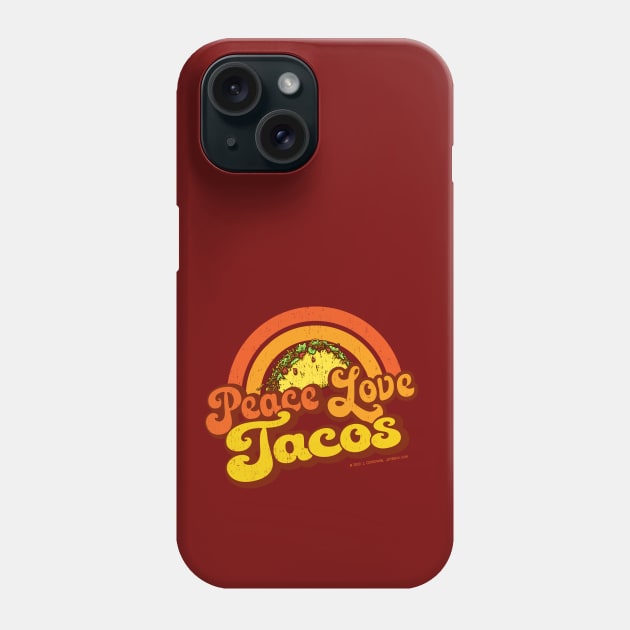 PEACE LOVE TACOS - Distressed Retro Rainbow Phone Case by Jitterfly