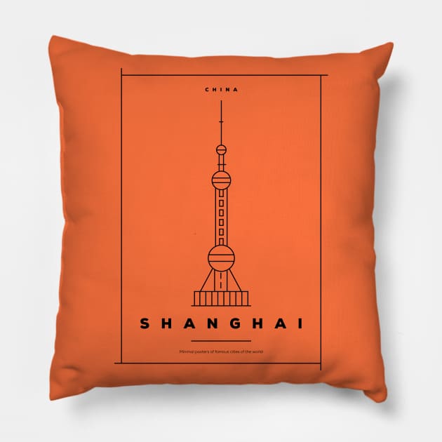 Shanghai Minimal Poster Pillow by kursatunsal