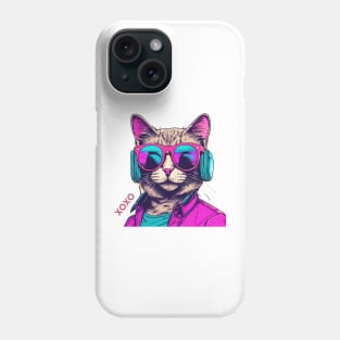 Pink & blue synthwave cat - xoxo Phone Case