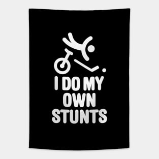 I do my own stunts funny unicycle hockey player unicycling Tapestry