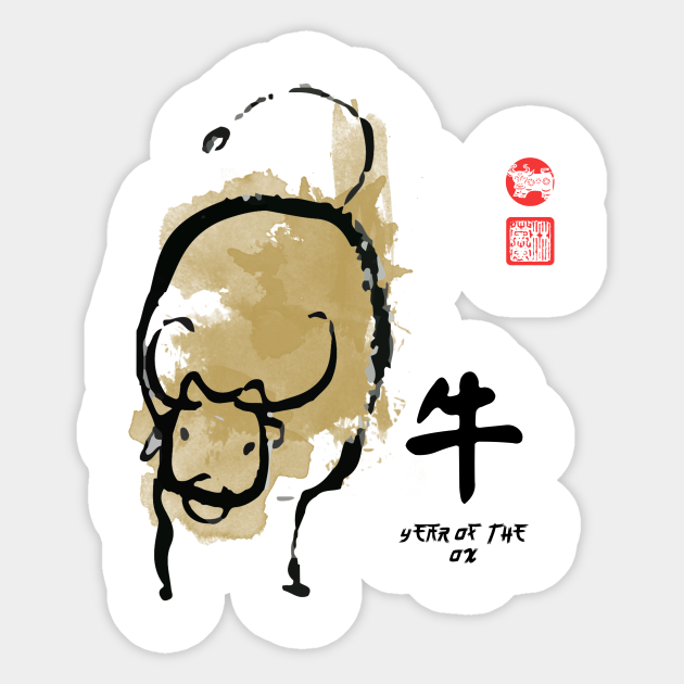 Year Of Ox Painting Seal Animal Chinese Zodiac Year Of The Ox Sticker Teepublic Chinese figure painting prominently features verve. teepublic