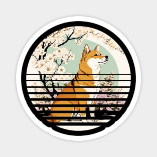 Shiba Inu Dog, Cherry Blossom, Japanese Style Magnet