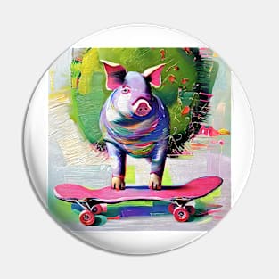 Pig skateboarder Pin