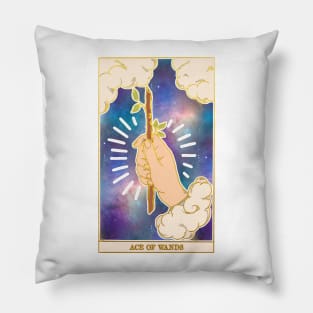 Ace Of Wands - Tarot Card Print - Minor Arcana Pillow