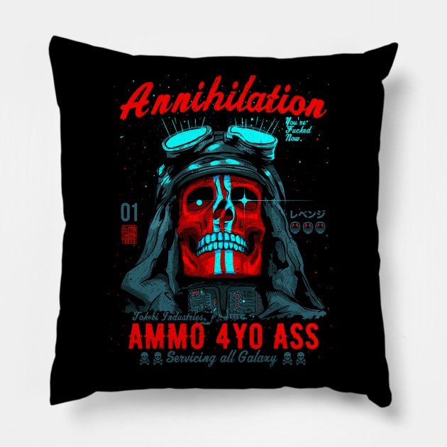 Tokebi Red Annihilation Skull Pillow by Yamabushi's Kawaii Store