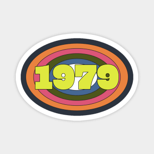 Yellow Year 1979 Rainbow Ellipse Vintage Typography Magnet