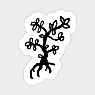 Black and White Blooming Tree Doodle Art Magnet