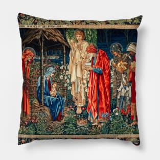ADORATION OF THE MAGI William Morris,Burne-Jones Christmas Tapestry Pillow