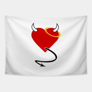 Evil Love Heart 02 White Tapestry