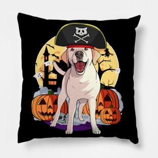 Yellow Labrador Pirate Halloween Pumpkin Pillow