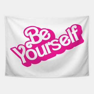 Be Yourself Barbiecore style logo design Tapestry