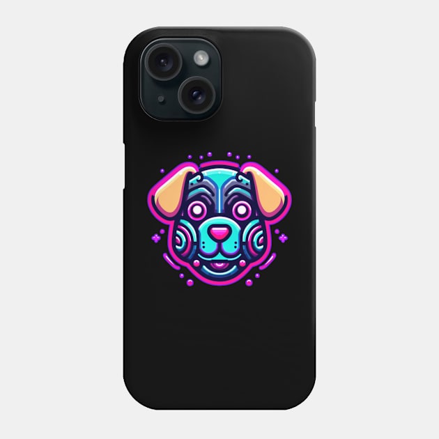 neon cyberpunk dog graphic Phone Case by chems eddine