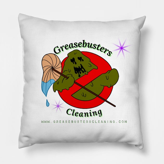 GREASEBUSTERS CLEANING Pillow by Hollyisradicool