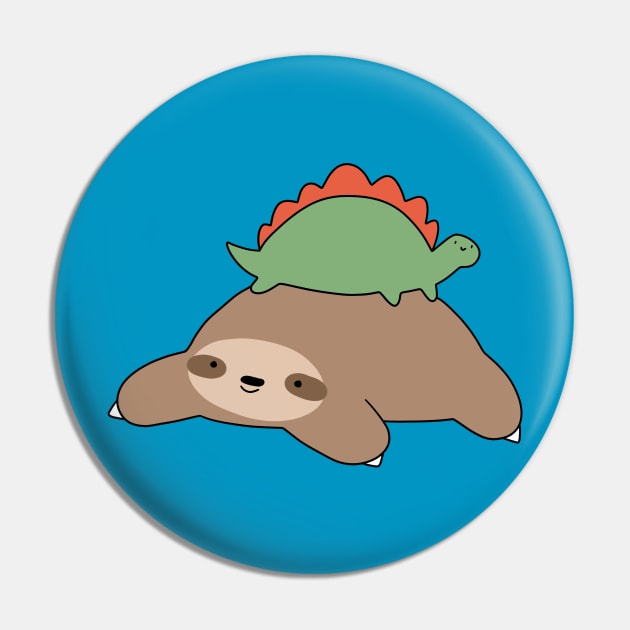 Sloth and Little Stegosaurus Pin by saradaboru