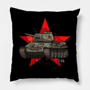 T-34 Soviet Russian tank world war 2 red star Pillow