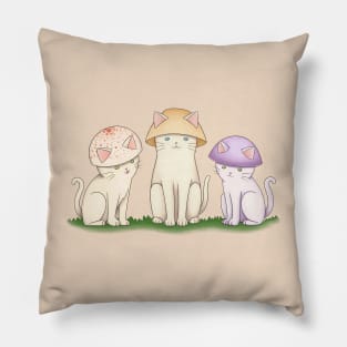 3 mushrooms cats Pillow