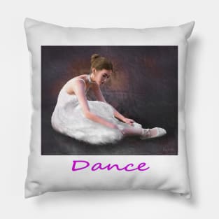 Woman girl ballerina dancer tying shoe Pillow