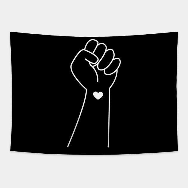 Hand symbol for black lives matter protest in USA to stop violence to black people. Fight for human right of Black People in U.S. America Tapestry by amramna