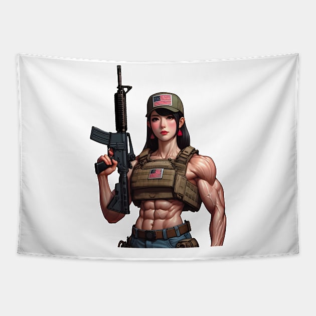 Tactical Girl Tapestry by Rawlifegraphic