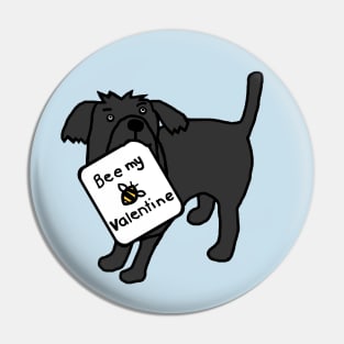 Cute Dog says Bee My Valentine on Valentines Day Pin