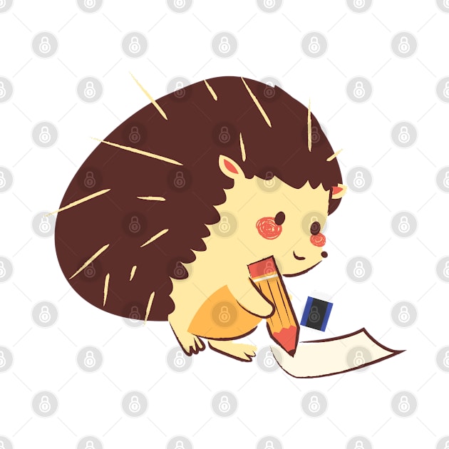 Porcupine writing on a paper by Sticker deck