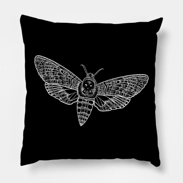 Death head moth sketch Pillow by Raccoon.Trash