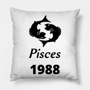 Black Zodiac Birthday Pisces 1988 Pillow