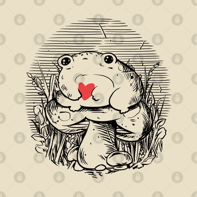 Cottagecore chonky heart frog by popcornpunk