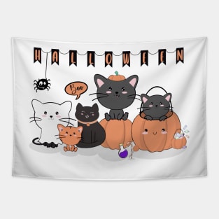 Happy Halloween Cats Tapestry