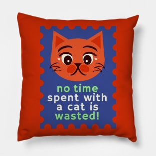 Cute Cat Mail Postal Stamp Pillow