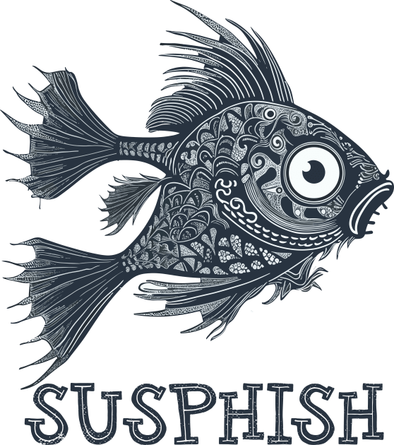 Susphish Funny Fish Kids T-Shirt by DanielLiamGill