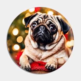 Cute Pug Dog Christmas Pin