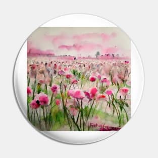 Pink watercolor flower field Pin