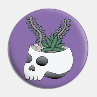 Succulent Skull Planter, folk punk, dark art Pin