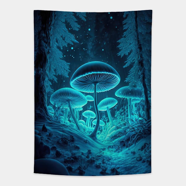 Mushroom Winter Wonderland #3 Tapestry by TooplesArt