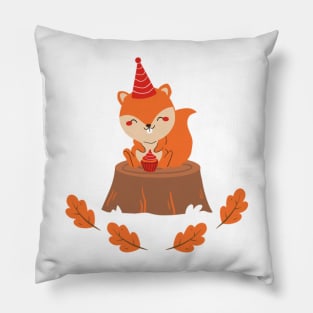 Squirrel Brithday Moment Autumn Art Pillow