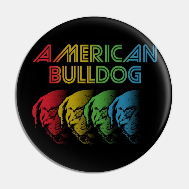 Cool Retro Groovy American Bulldog Pin by Madfido
