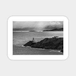 Howth Cliffs, Dublin, Ireland, black and white Magnet