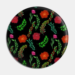 BEAUTIFUL RED PEONY AND POPPY BLOSSOMS WITH PRETTY GREEN LEAVES PATTERN Pin