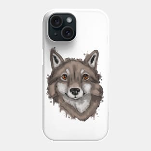 Watercolor wolf head Phone Case