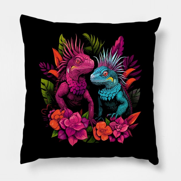 Iguana Couple Valentine Pillow by JH Mart