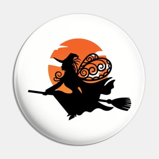 Witch On A Broom T-shirt Pin