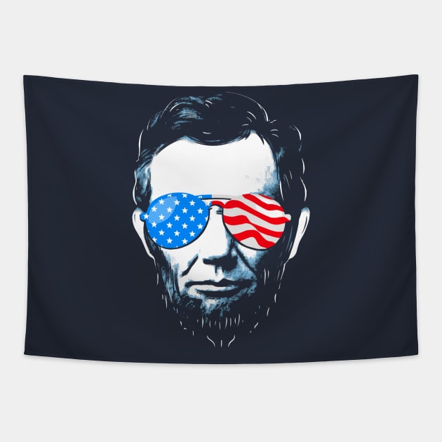 Abe Lincoln in Sunglasses for 4th of July Tapestry by Boots