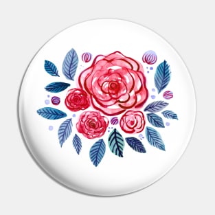 Spring roses bouquet - red and indigo Pin