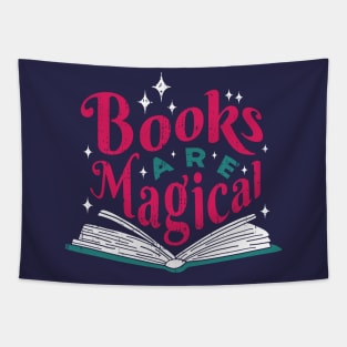 Vintage Books Are Magical // Retro Book Lover Avid Reader Pink Tapestry